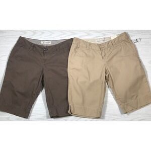Aeropostale  Bermuda Shorts Womens 7/8 Canvas 100% Cotton Lightweight Lot Of 2